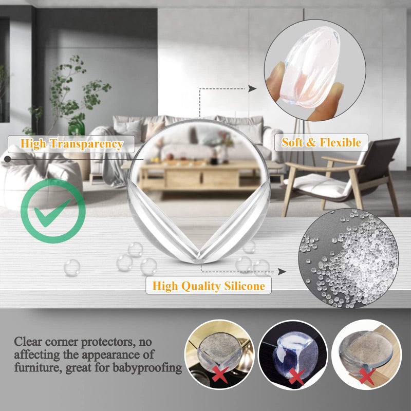 Gudui 12 Pack Corner Protectors for Baby, Clear Corner Guards Protector Furniture Corner & Edges Safety Bumpers Cushion, Round, 1.6x1.6x0.8 in - Image 3